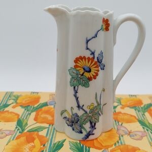 Retro Vase Limoges French Florals Porcelain Yellow Flowers Cottage Whimsical